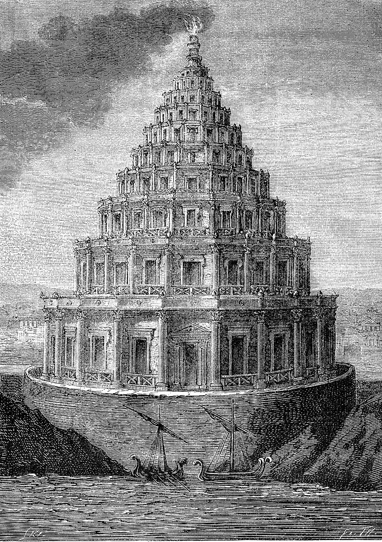Lighthouse of Alexandria, 19th-century illustration