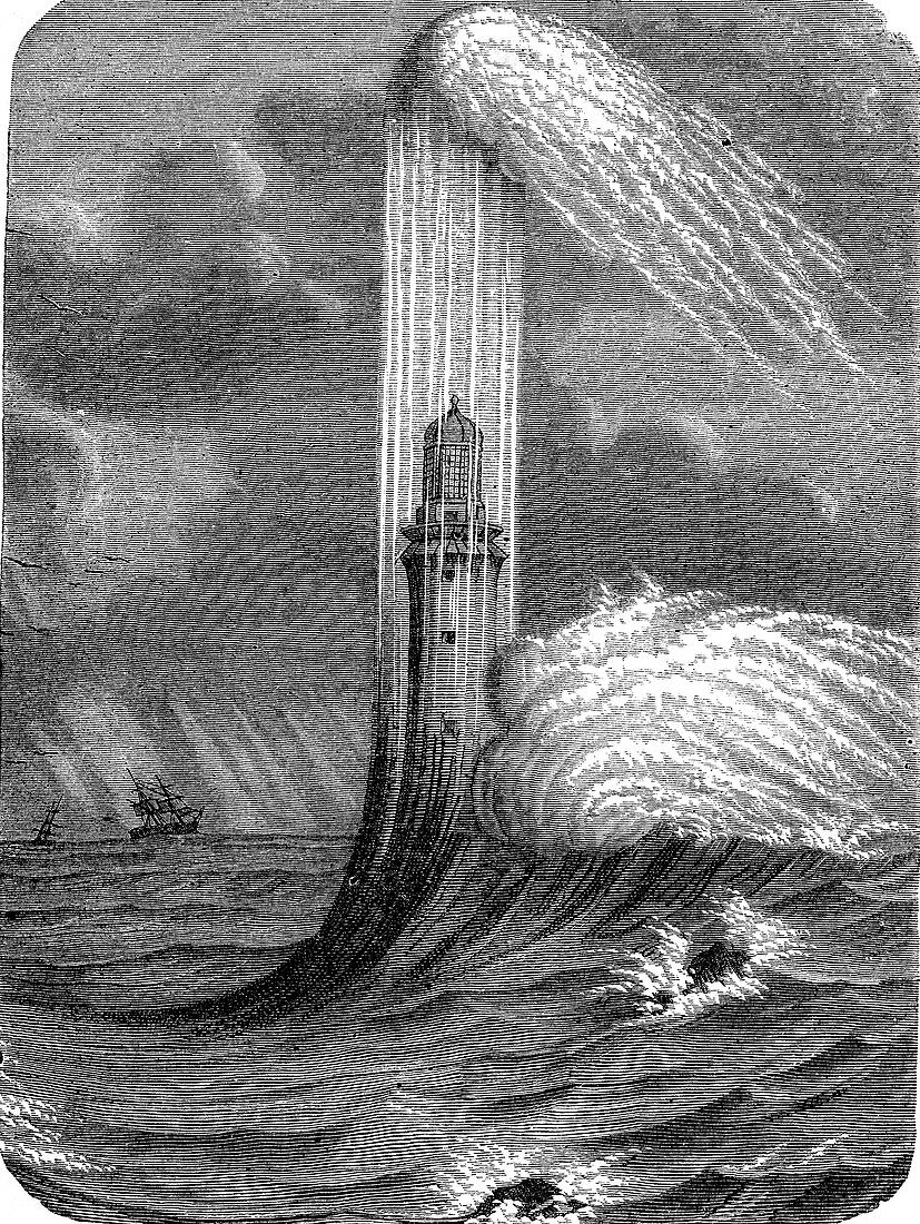 Eddystone lighthouse, England, 19th Century illustration