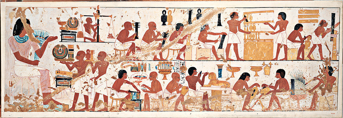 Egyptian tomb scenes, illustration