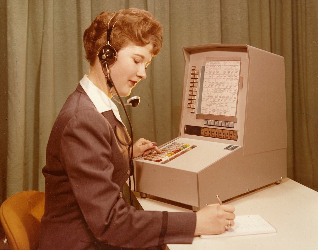 UNIVAC airline computer operator, 1960s