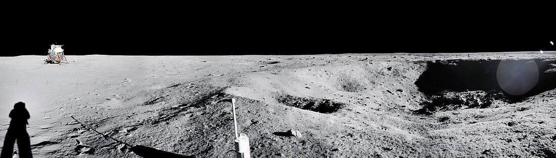 Apollo 11 lunar surface panorama, 1969