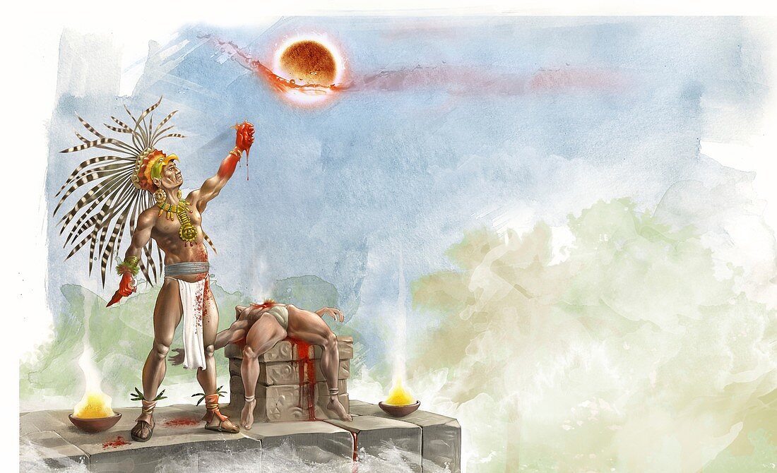 Aztec human sacrifice, illustration
