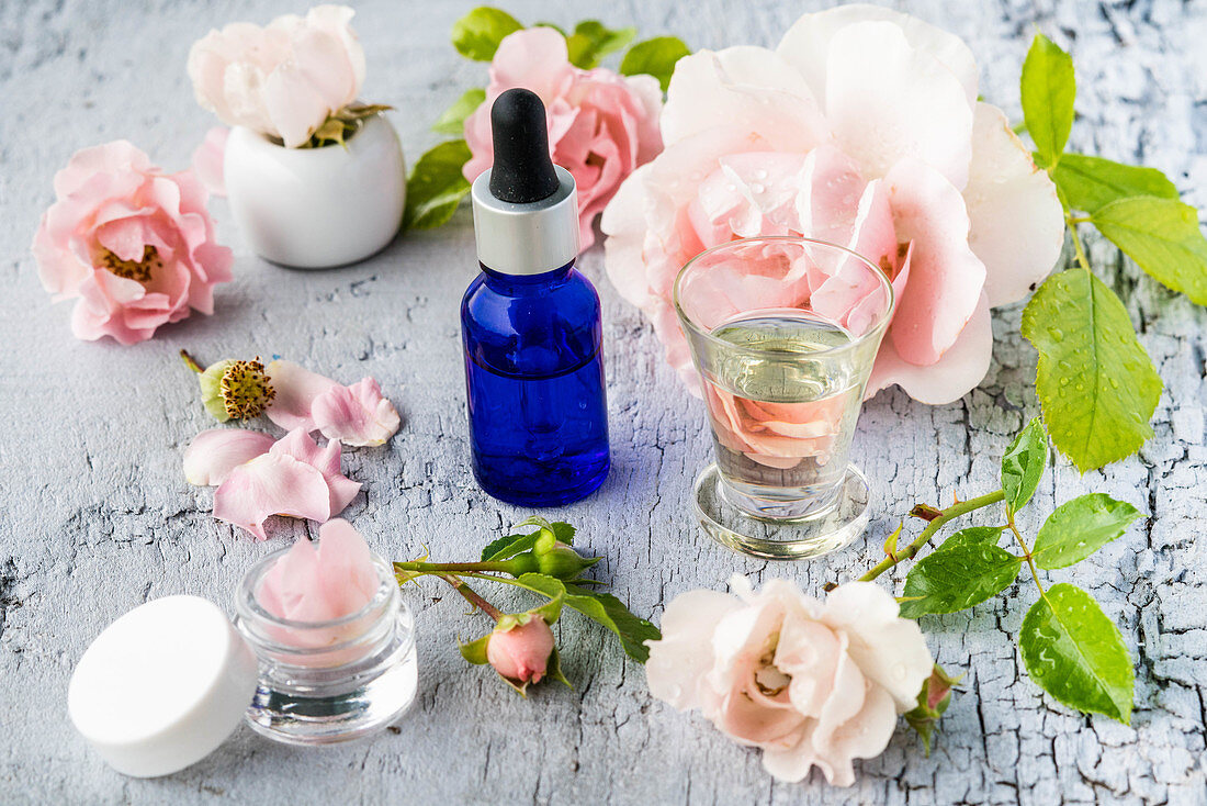Natural cosmetics with rose
