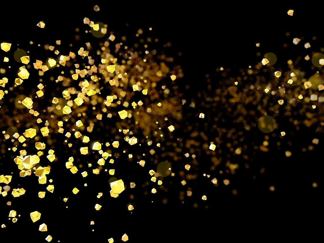 Golden particles, illustration