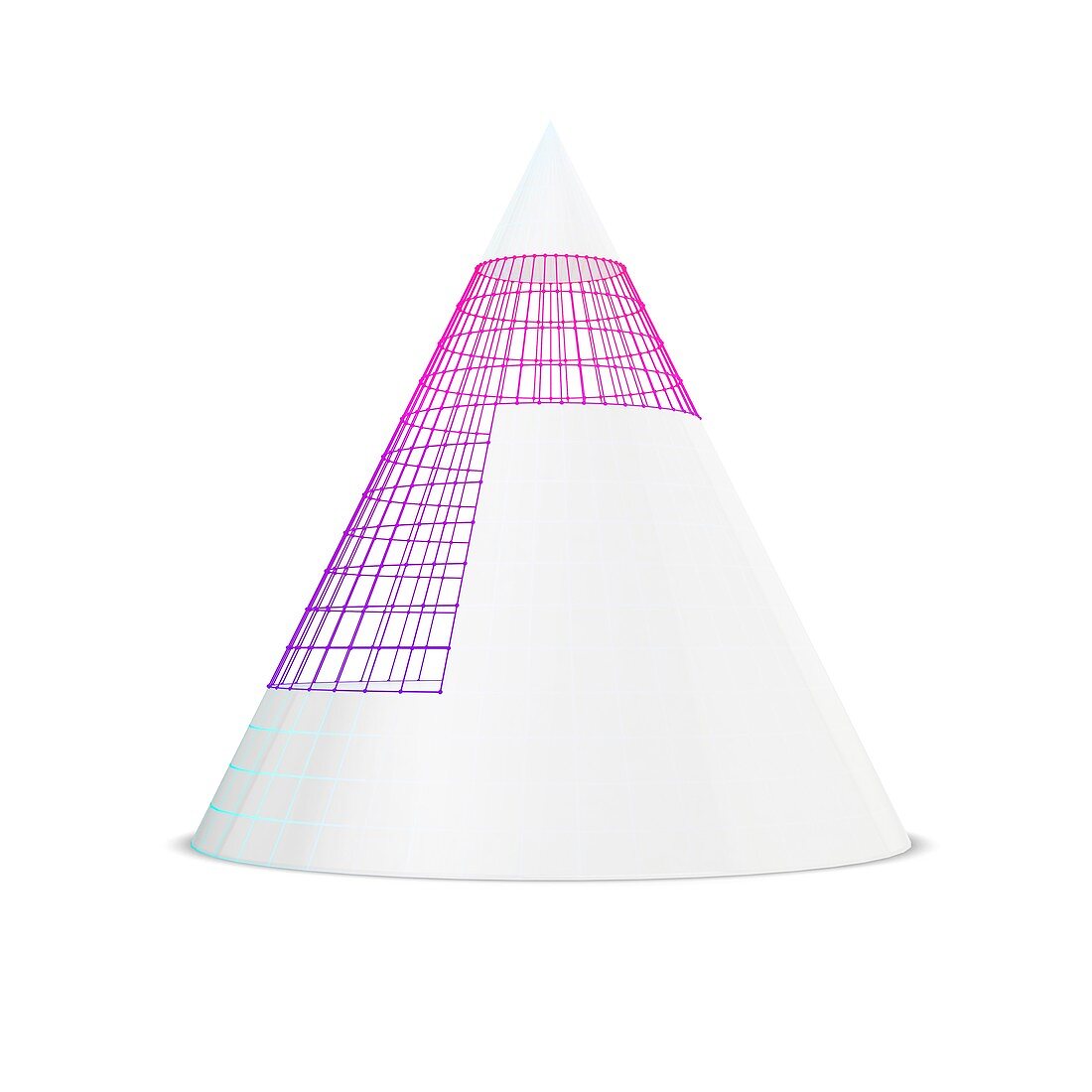 White cone with visible wireframe, illustration