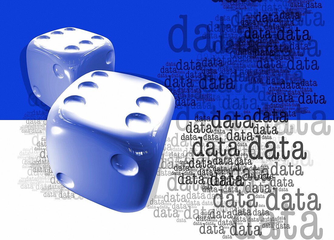Two dice and data, illustration