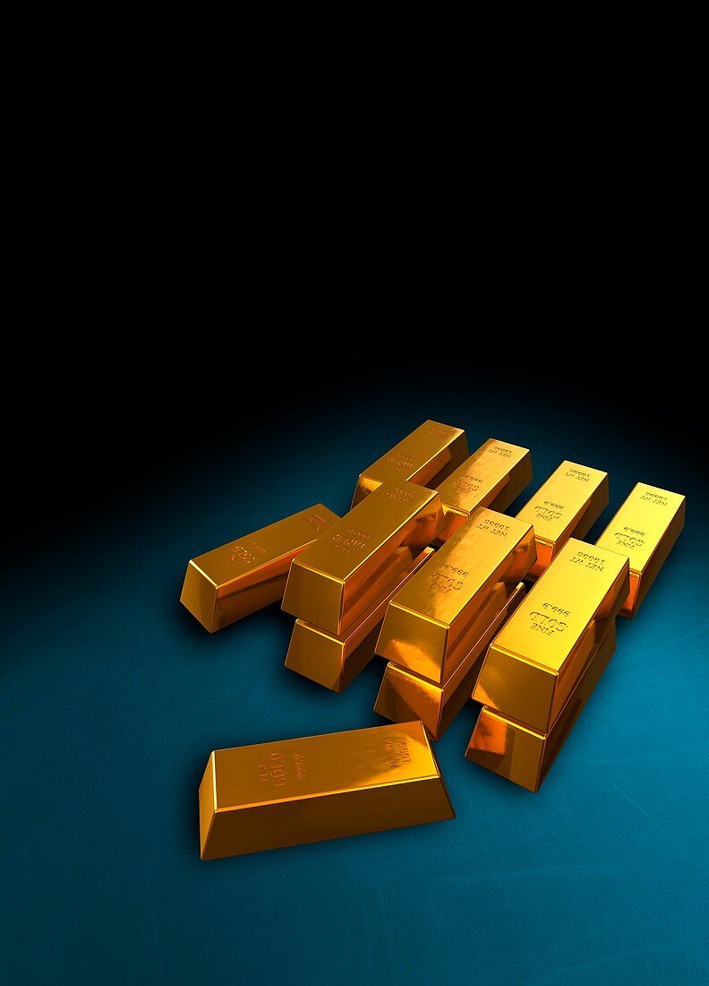 Gold bullion bars, illustration