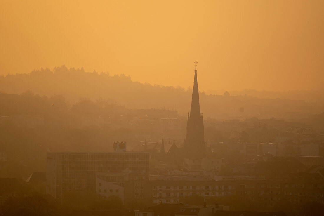 Church spire at sunrise