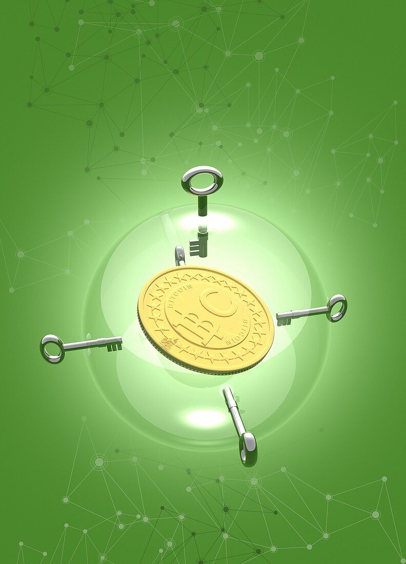 Bitcoin locked in bubble, illustration