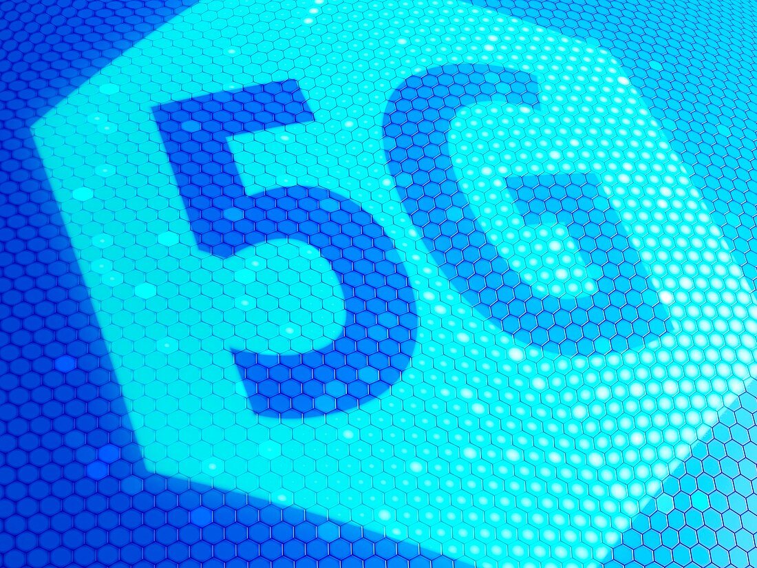 5G symbol on display, illustration