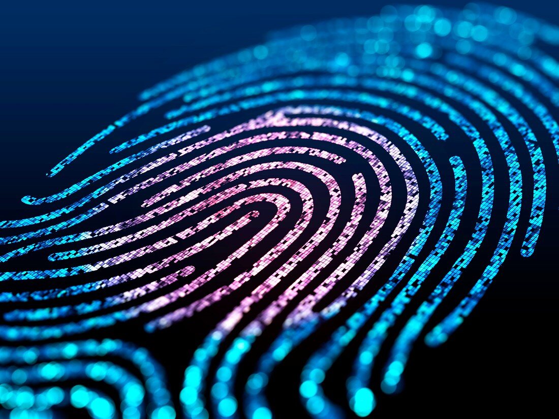 Digital fingerprint scanning, illustration