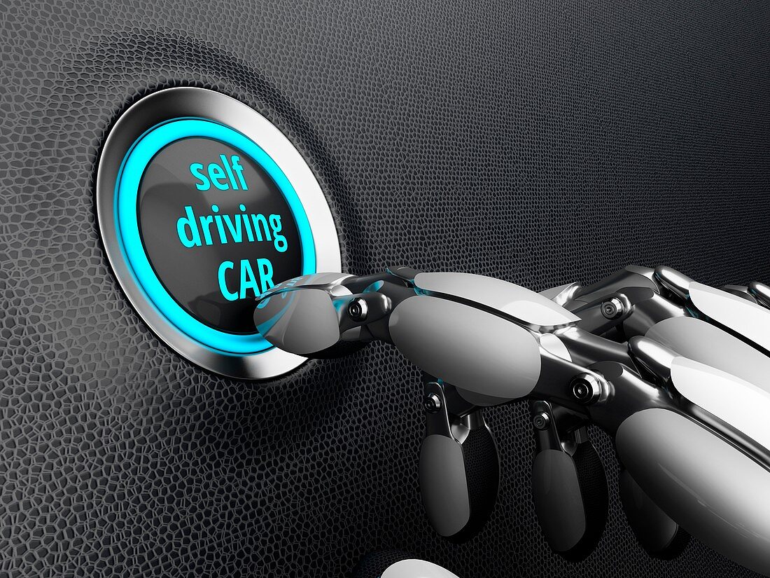 Self driving car technology, illustration