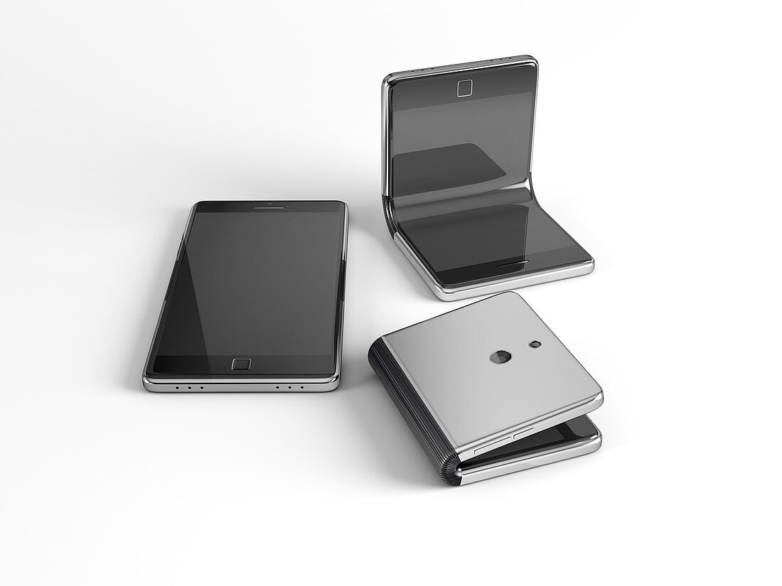 Foldable smartphone, conceptual illustration