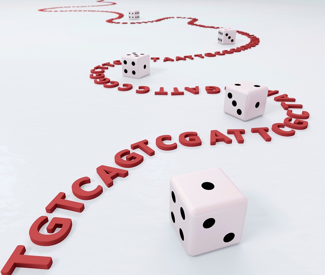DNA and dice, illustration