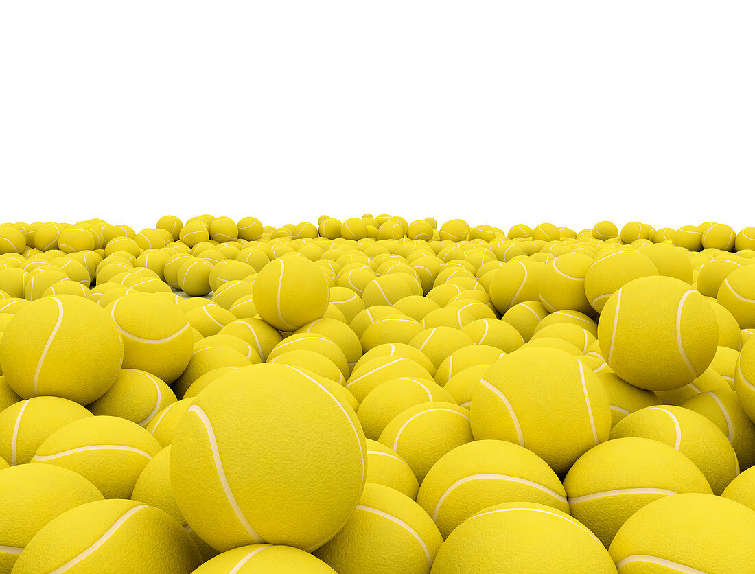 Pile of yellow tennis balls, illustration
