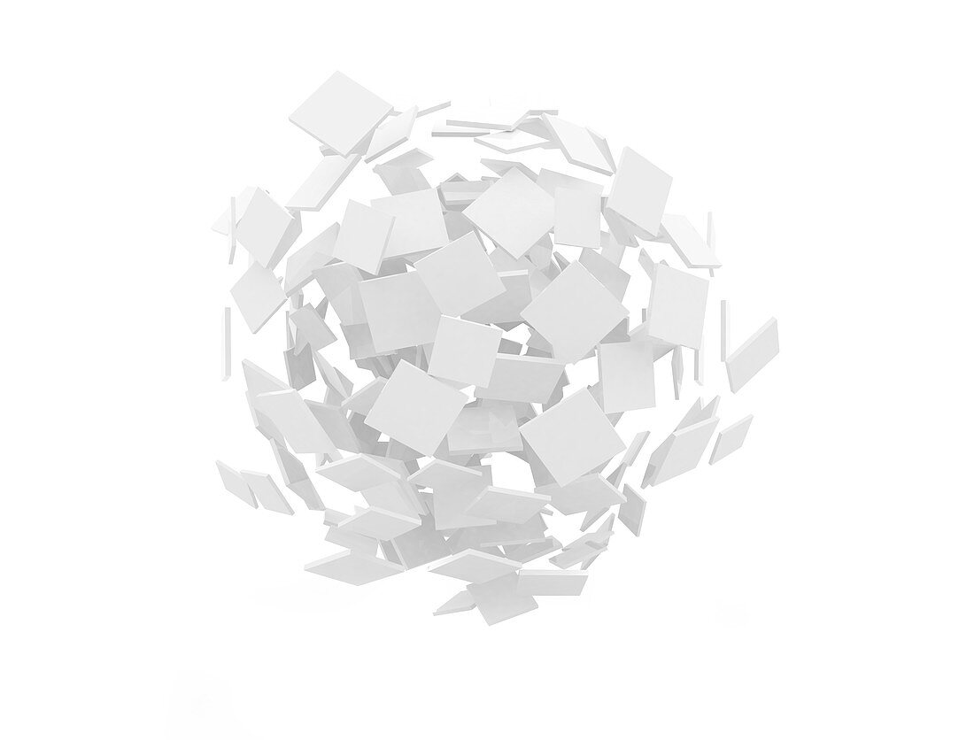 Abstract sphere made of blank white squares, illustration