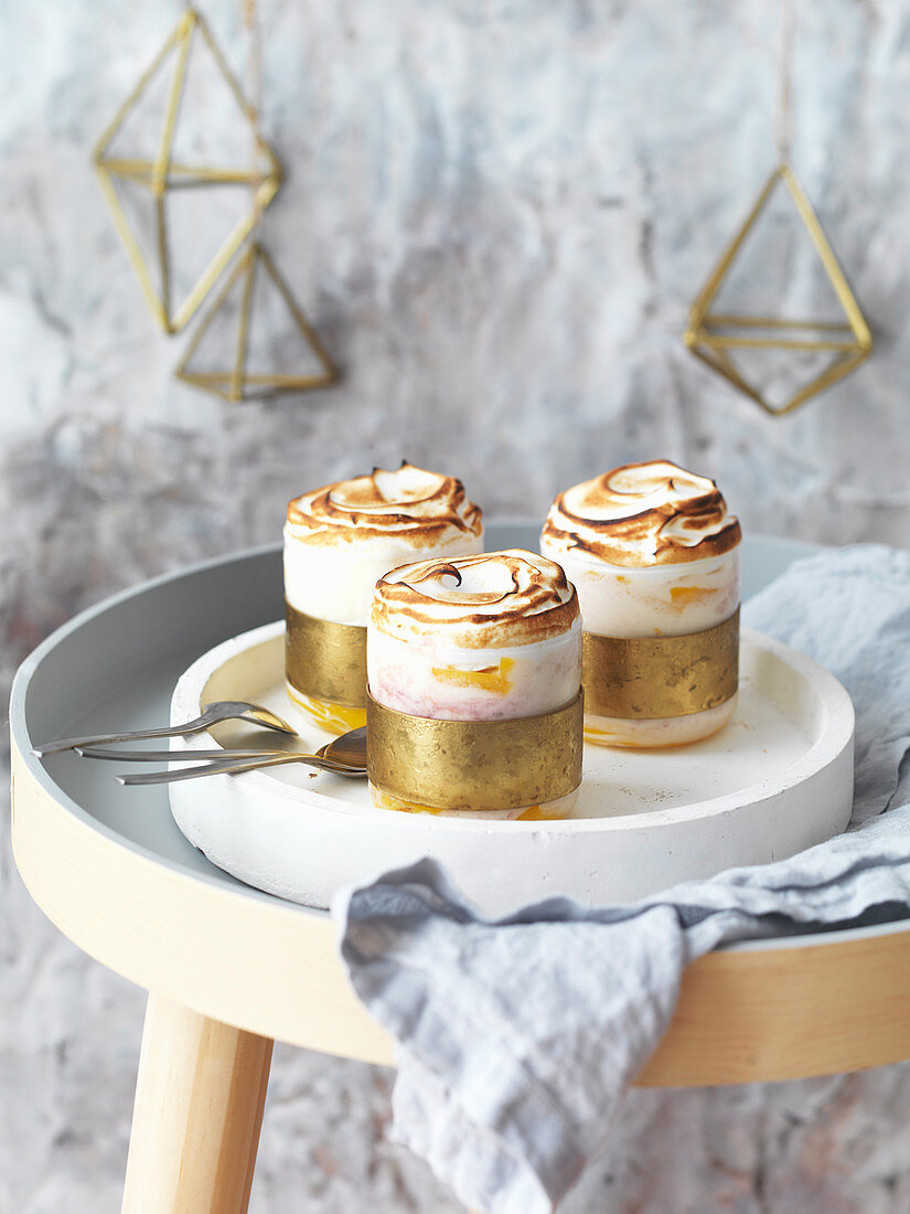 Eisbomben mit Mango und Beeren zu Weihnachten