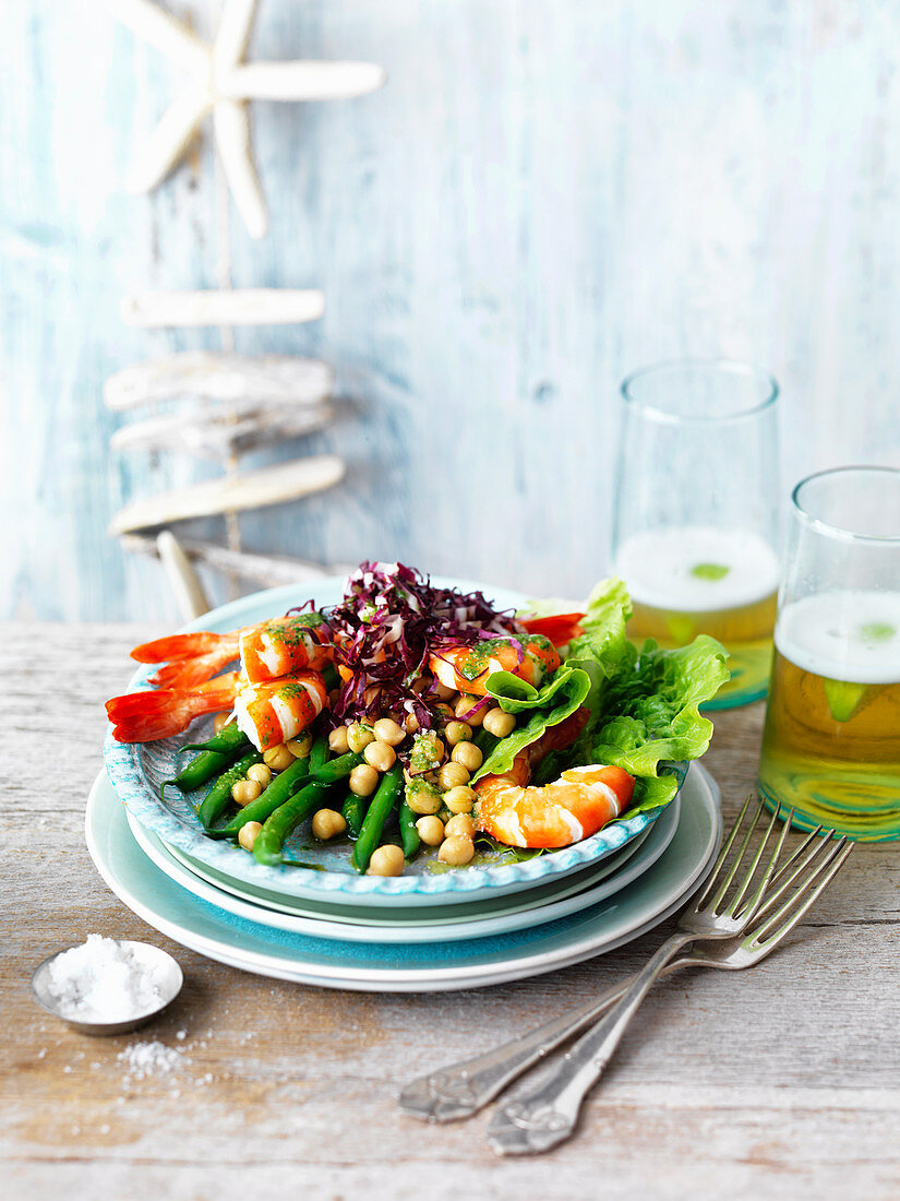 Prawn and Chickpea Salad with Lemon Anchovy Dressing