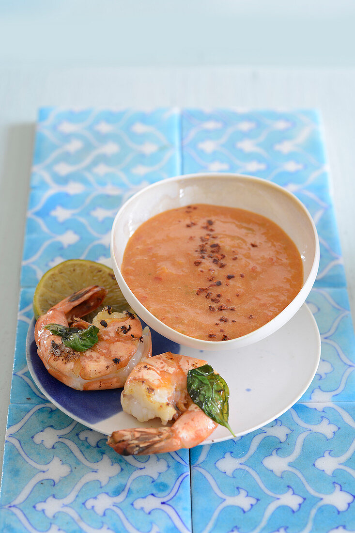 Seafood soup with prawns
