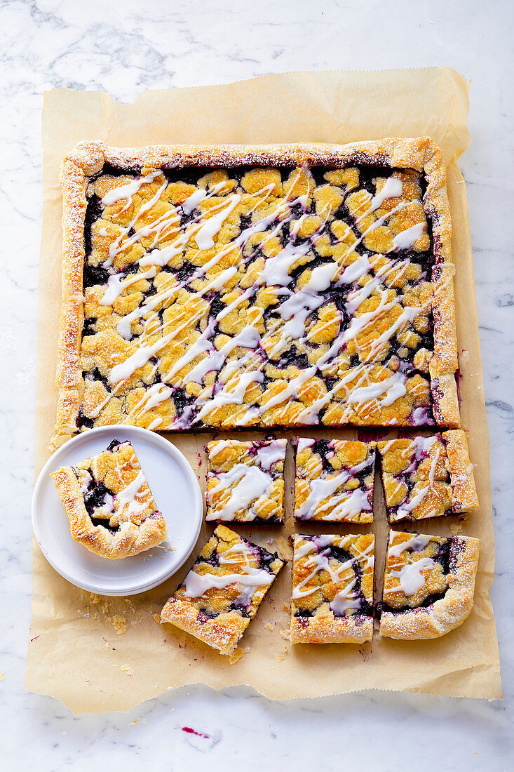 Prasselkuchen mit Heidelbeeren