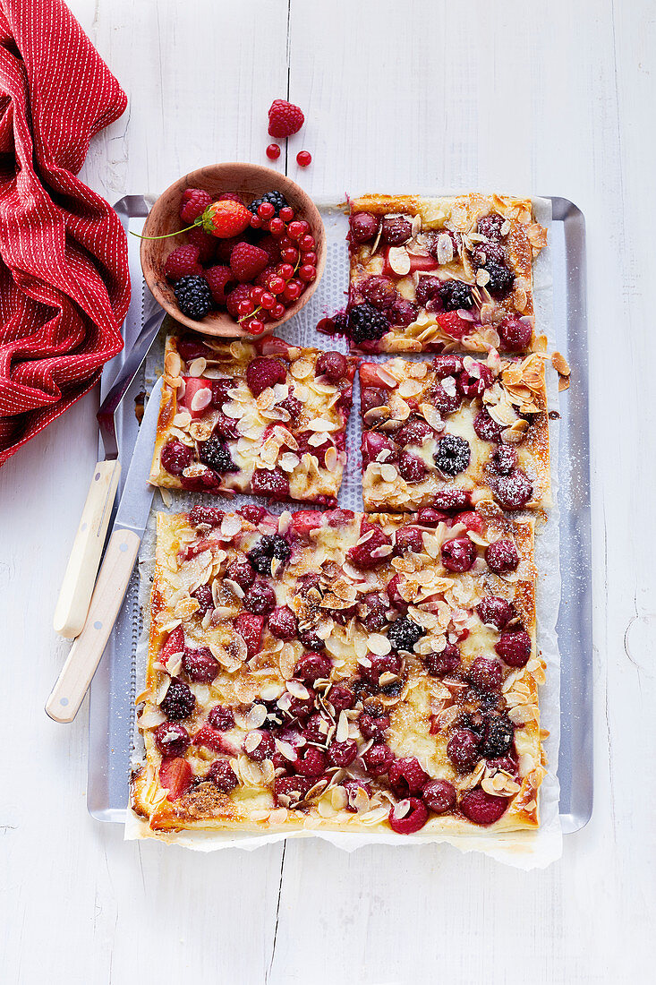 Berry and rhubarb pizza
