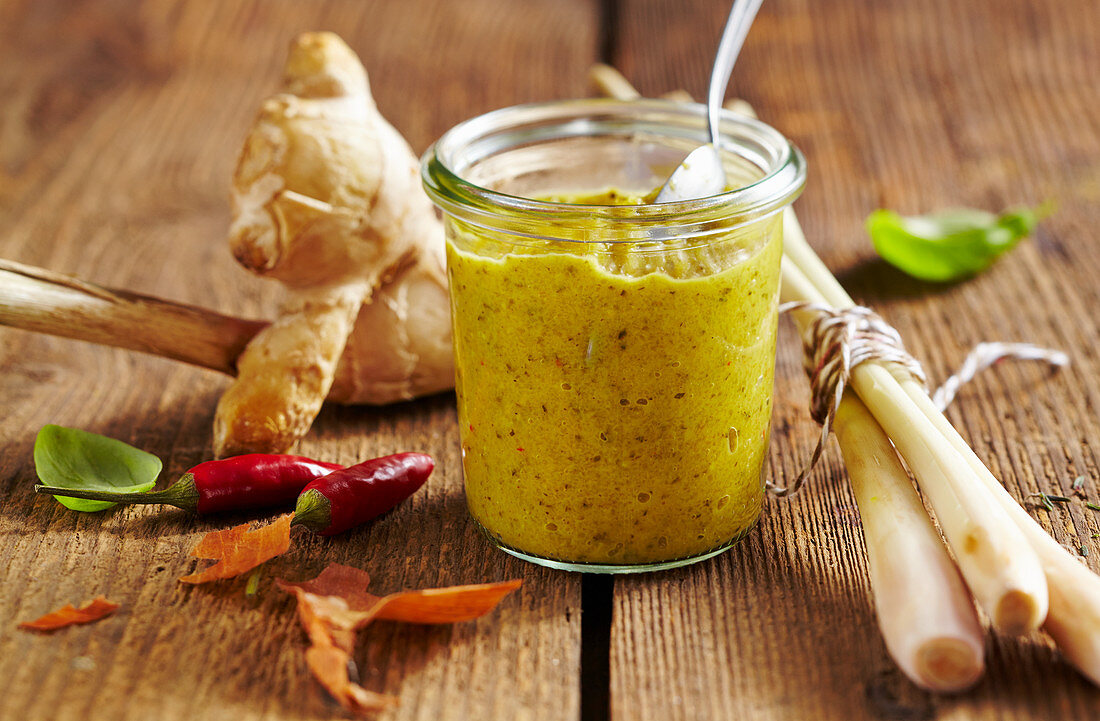 Homemade zucchini and ginger ketchup with lemongrass and chili