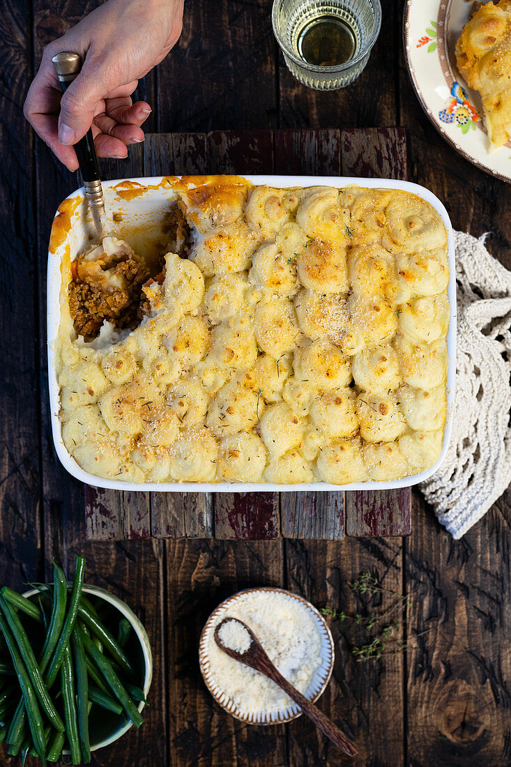 Shepherd's Pie (Hackfleischpastete mit Kartoffelkruste, England)