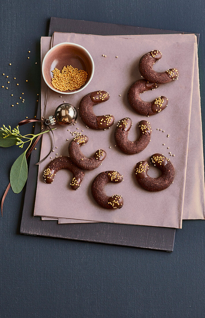 Chocolate mocha crescent biscuits