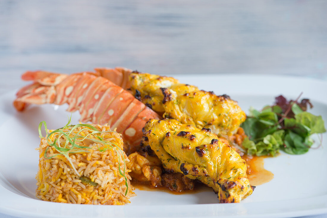 Chargrilled Lobster with Pilau Rice
