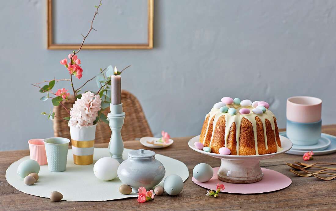 Eggnog cake with white chocolate for Easter