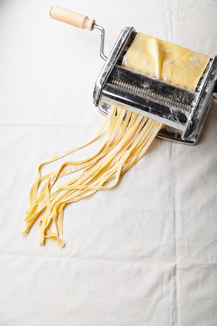 Fresh pasta in a pasta maker