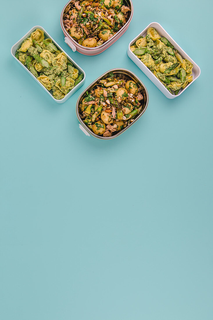 Grüner Spargel 'To Go' 2x anders - im Kartoffelsalat un mit Tortellini