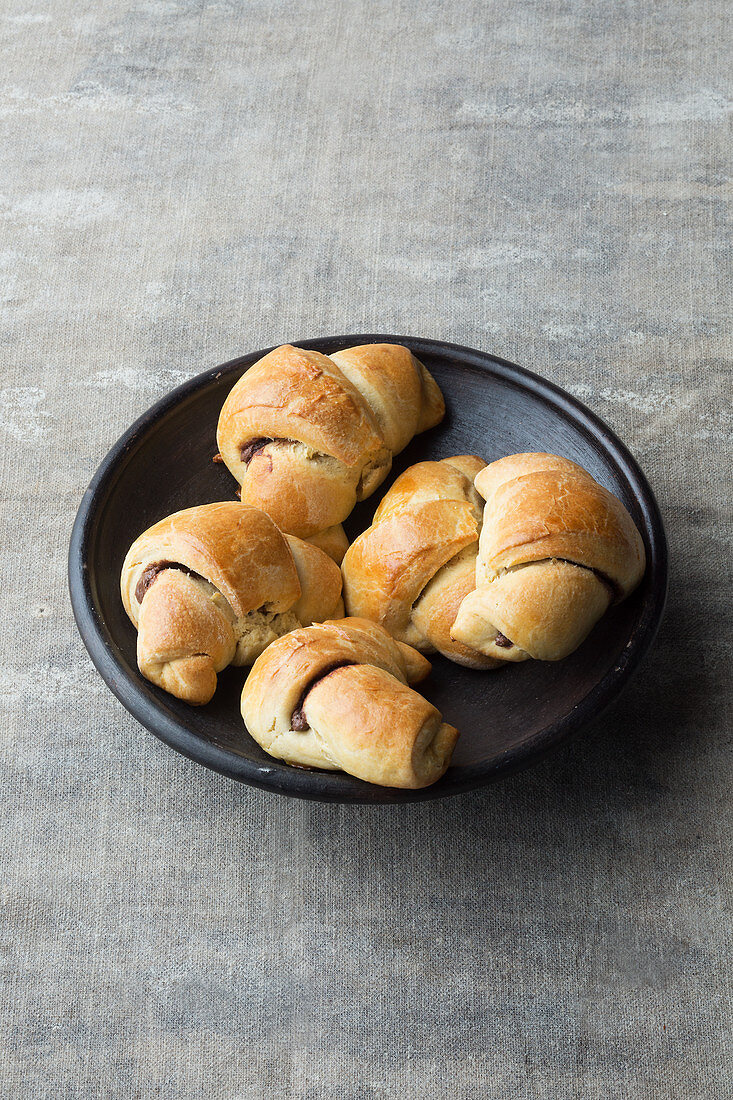 Sweet chocolate croissants