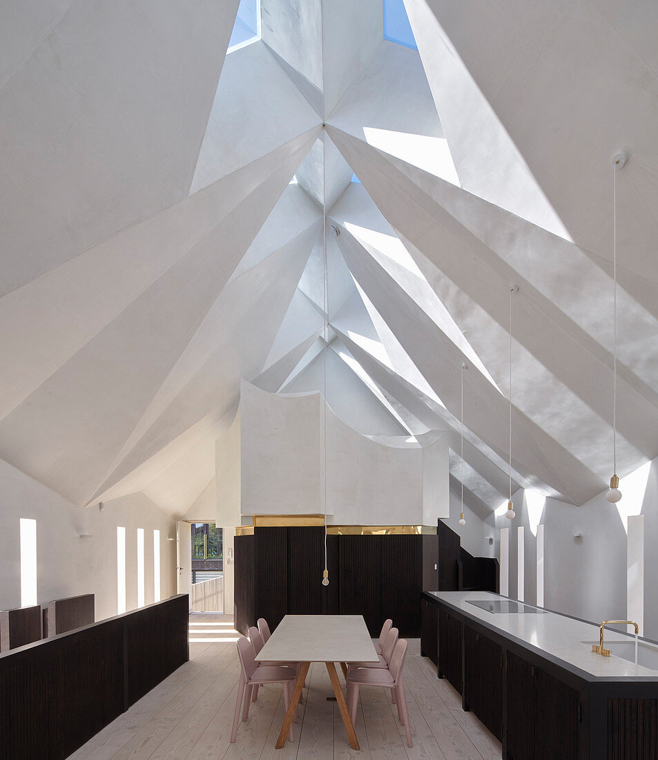 Chapel converted into home with faceted ceiling