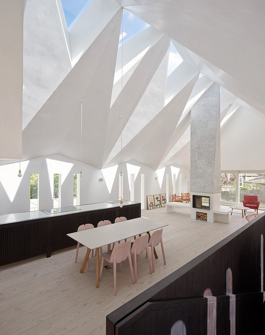 Chapel converted into home with faceted ceiling