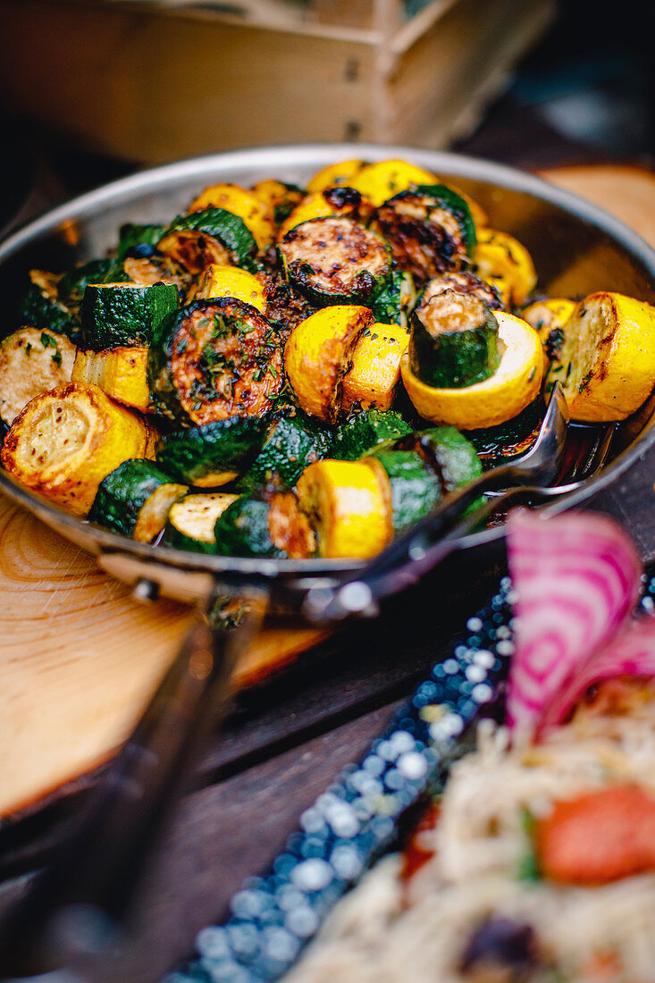 Roasted green and yellow courgette with sage