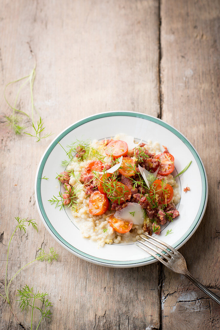 Risotto with tomatoes and fennel
