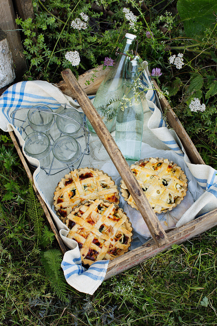 Hähnchen und Spinat Tartes zum Picknick