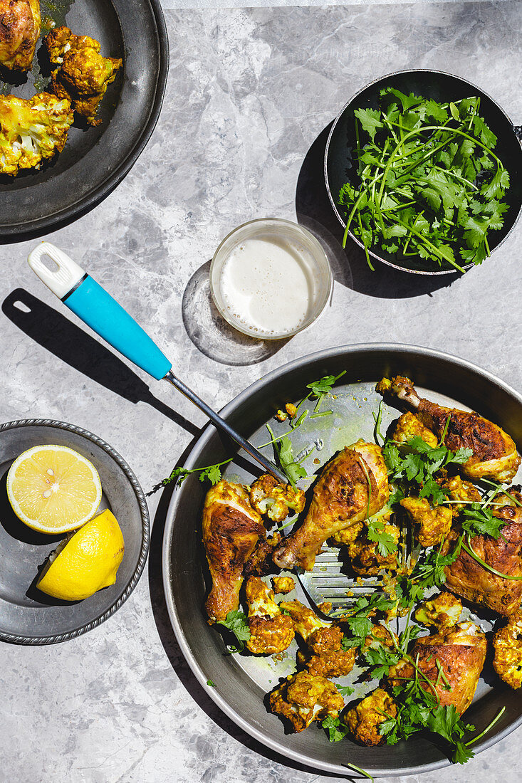 Sheet pan with Chicken and Cauliflower Curry