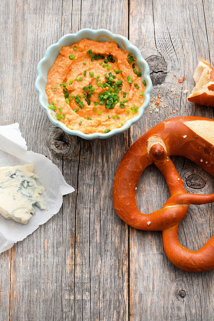 Obazda with chives and pretzels