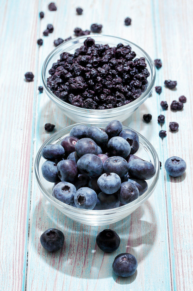 Blueberries, fresh and dried