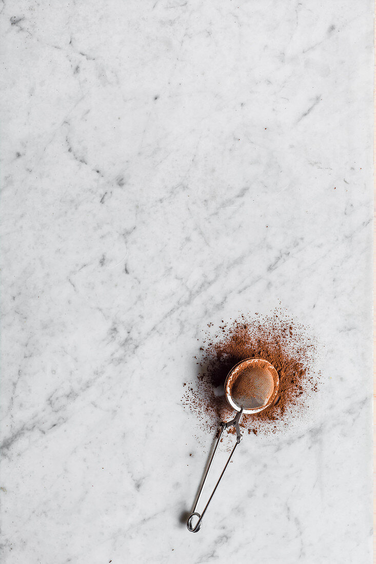 Cocoa powder in a tea infuser