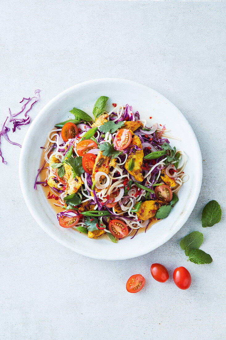 Nudelsalat mit Zitronenhähnchen (Asien)