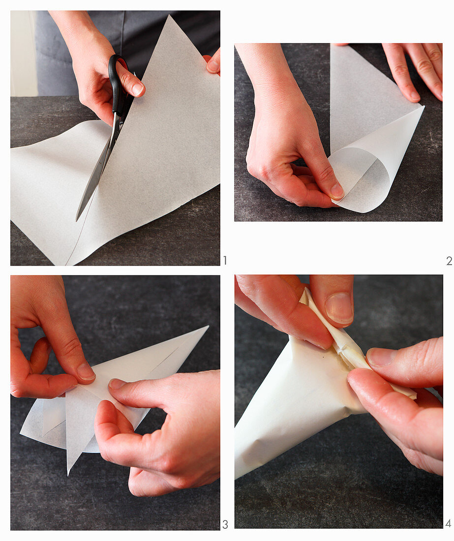 Spritztüte aus Pergamentpapier herstellen