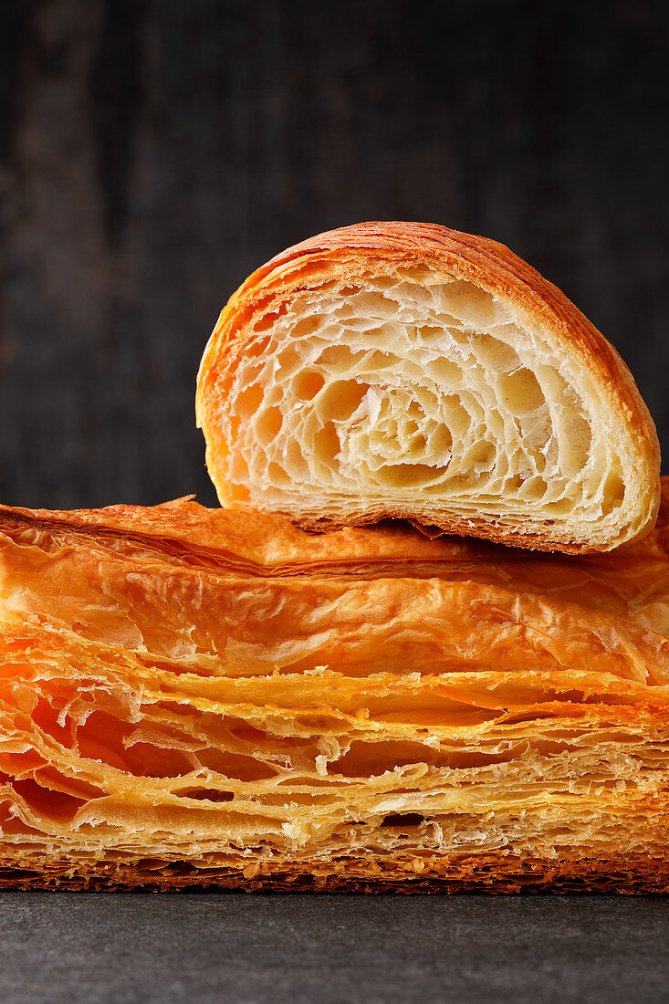 Baked flaky pastry and puff pastry