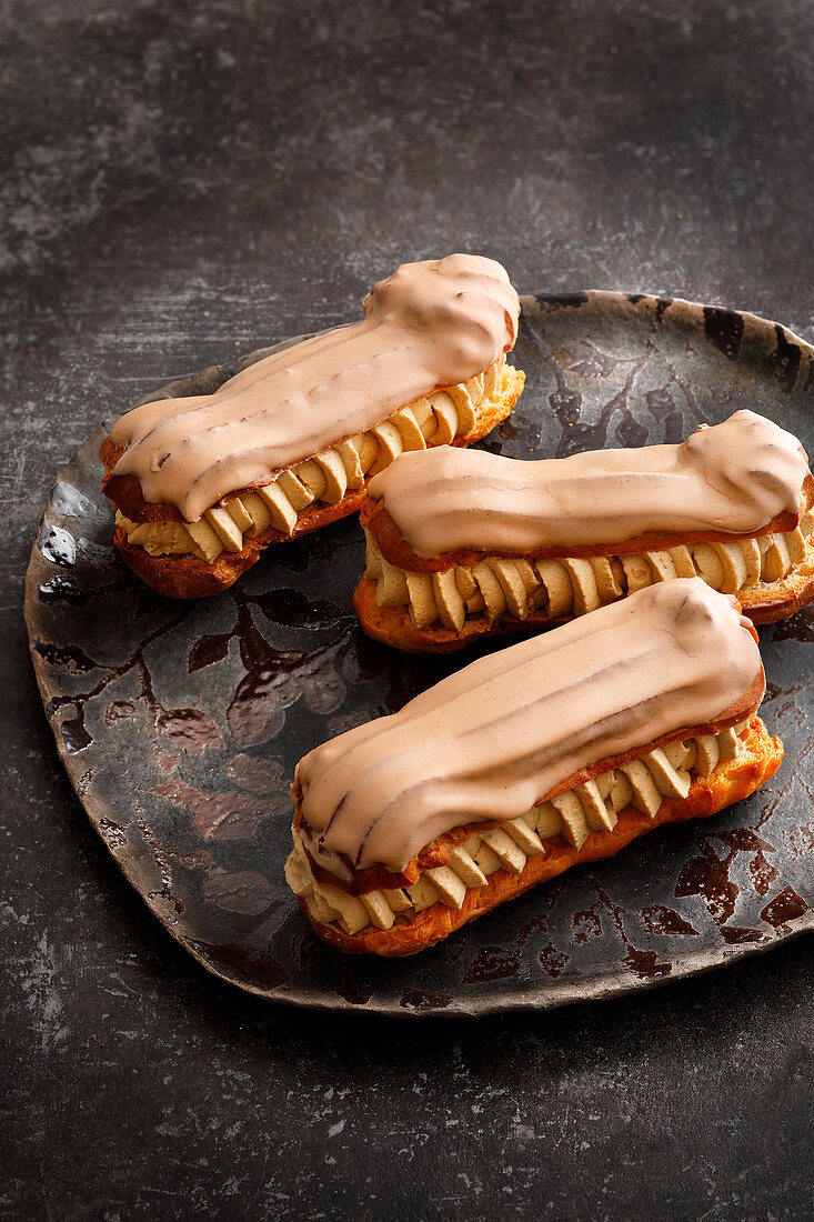 Eclairs with coffee cream