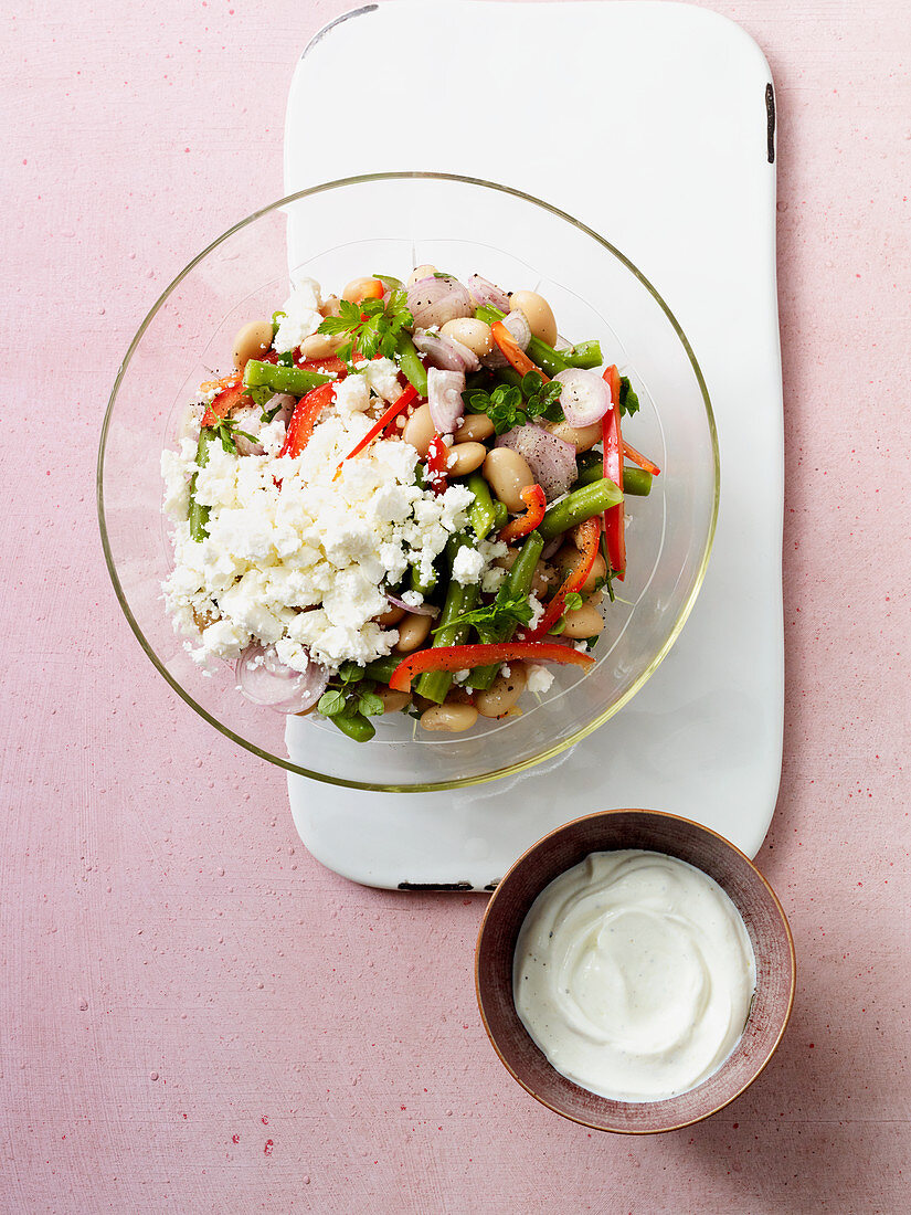 Butter bean salad with feta cheese