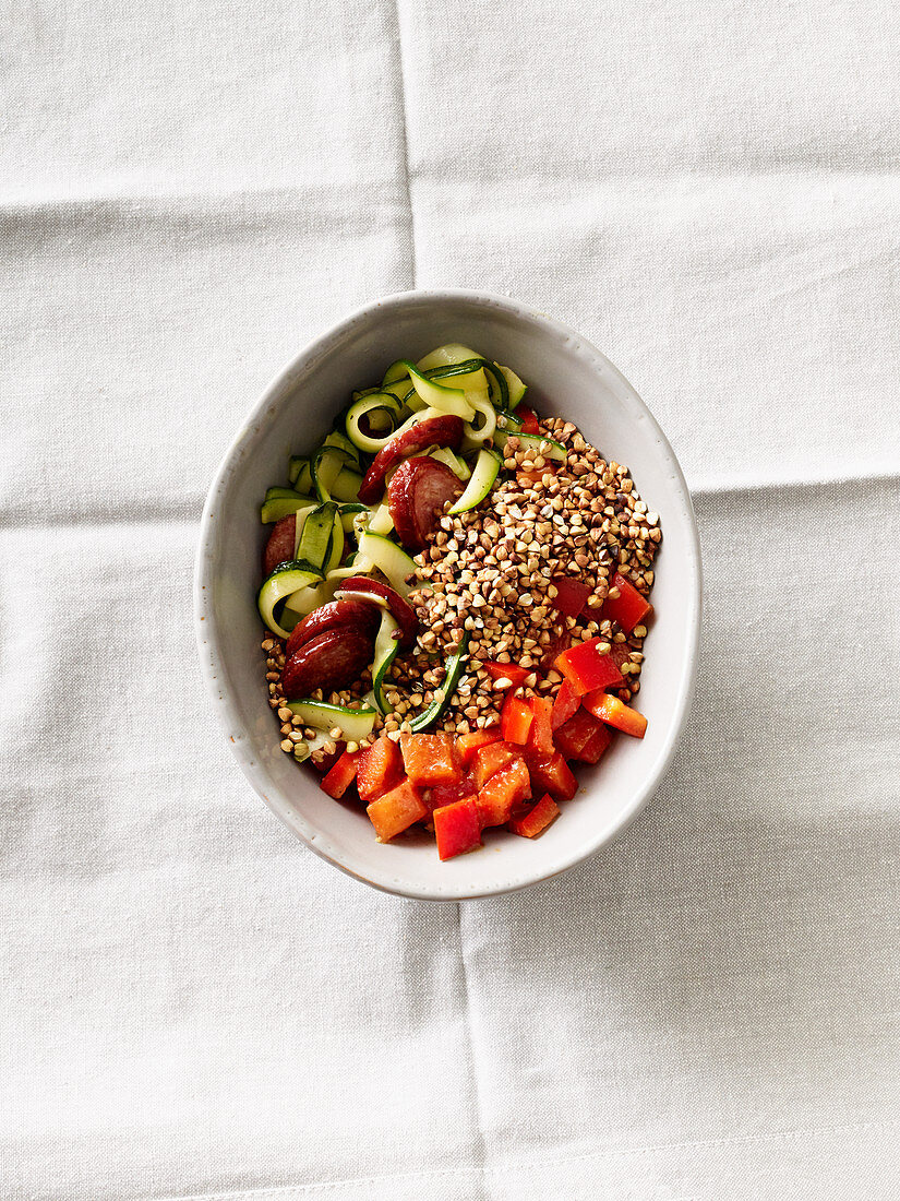 Pepper salad with buckwheat
