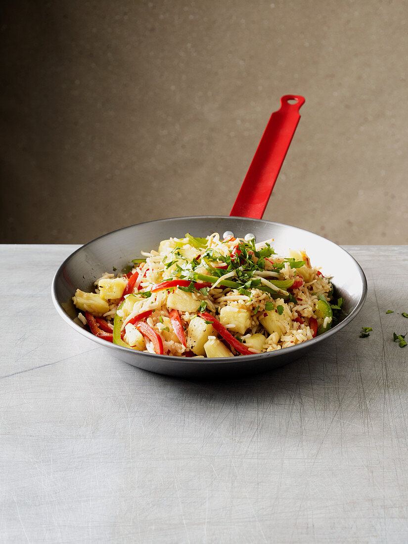 Sweet and spicy fried rice with peppers