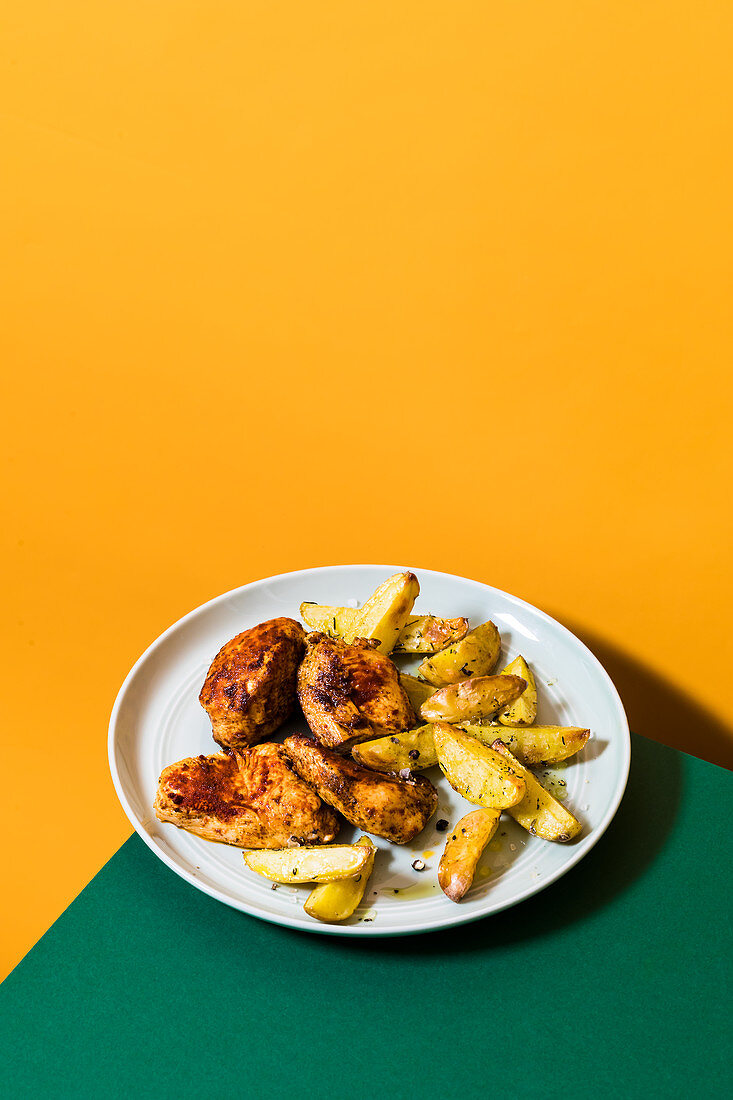 Chicken nuggets with potato wedges